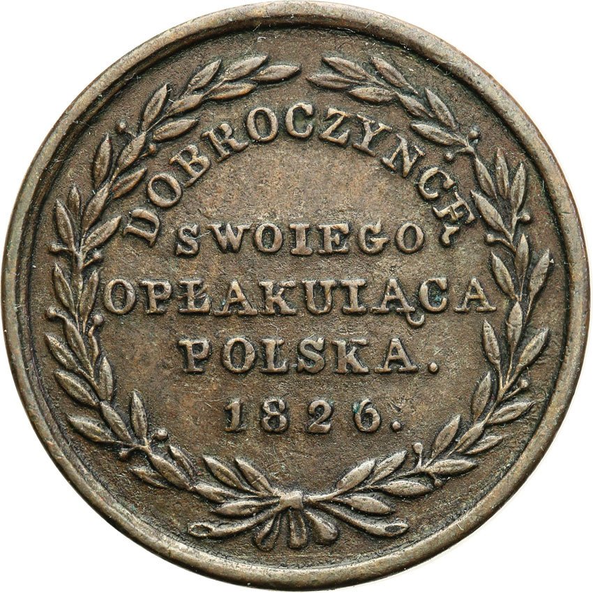 Królestwo Polskie / Rosja. Medal 1826 na śmierć Aleksandra I Polska opłakująca dobroczyńcę swojego